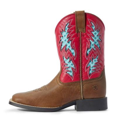 Ariat Cowboy VentTEK Kahverengi / Pembe Western Csizma Çocuk (27419-655)